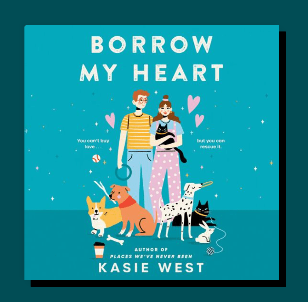 A screenshot of the audiobook "Borrow My Heart" by Kasie West, grabbed from the Libby app.