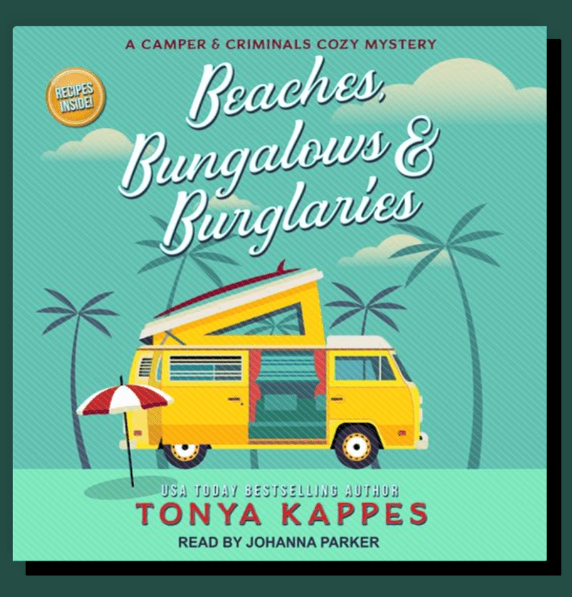 A screenshot of Beaches, Bungalows, & Burglaries by Tonya Kappes, taken from the Libby app